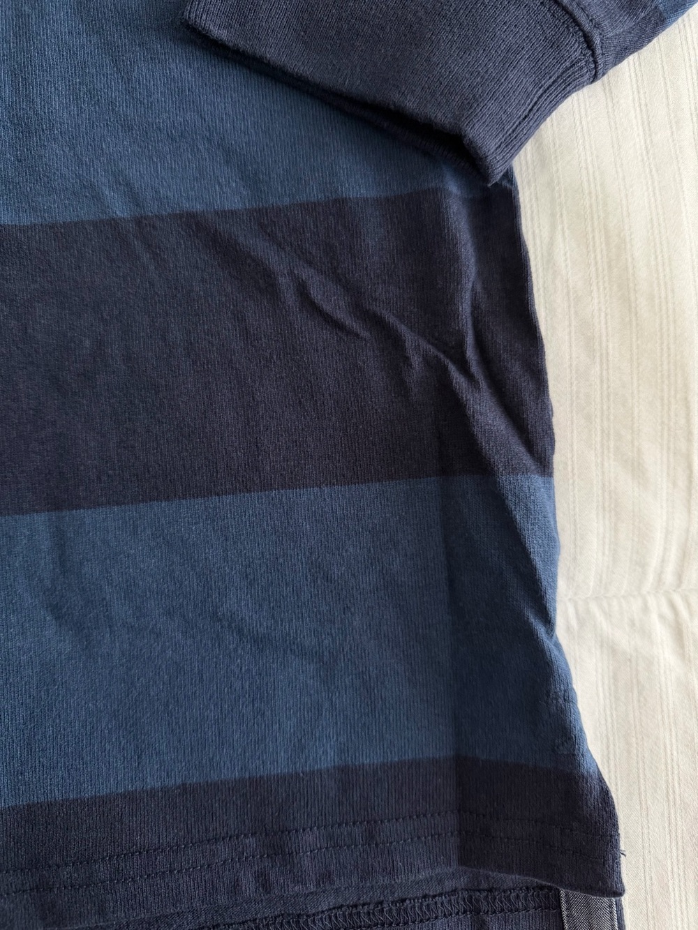 NWT L.L. Bean Men's Rugby Hoodie in Navy & Dark Navy Stripe - Picture 9 of 10